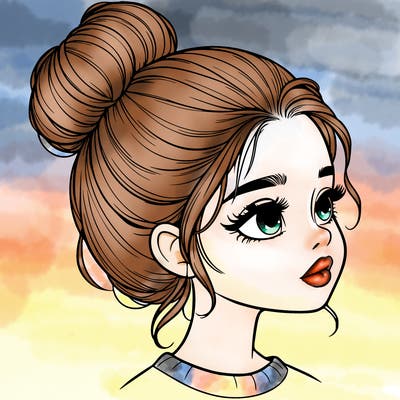 realistic girl with bun