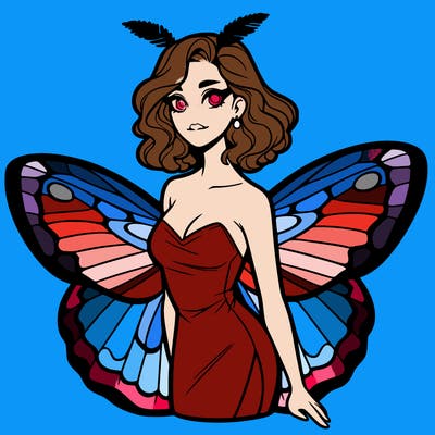woman with moth wings