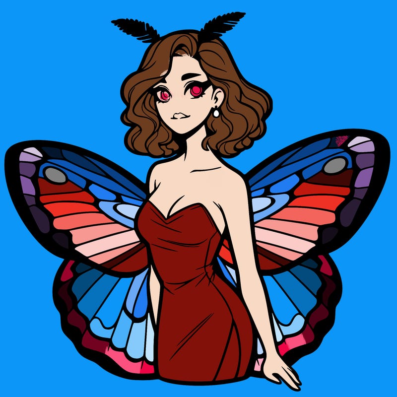 woman with moth wings