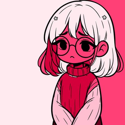 sad girl with glasses in a sweater