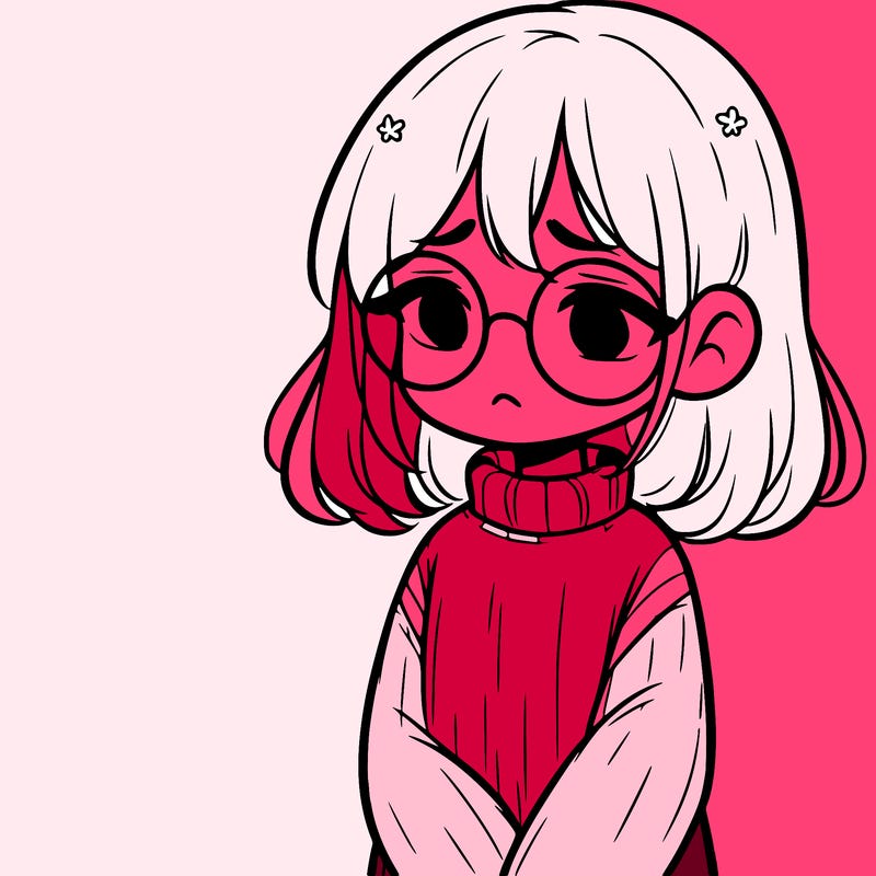 sad girl with glasses in a sweater