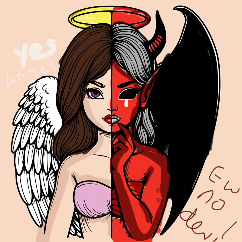 realistic angel half demon