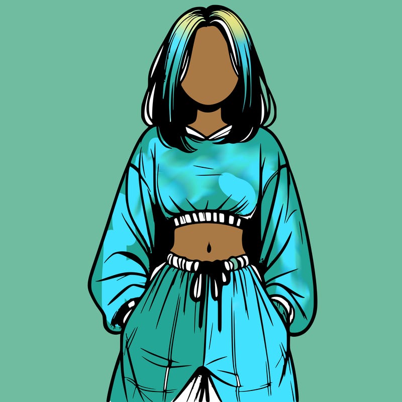 realistic girl faceless with baggy pants and a crop top