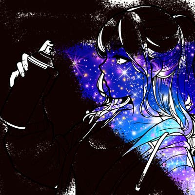 a realistic girl spray, painting