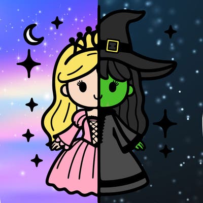 split princess and witch