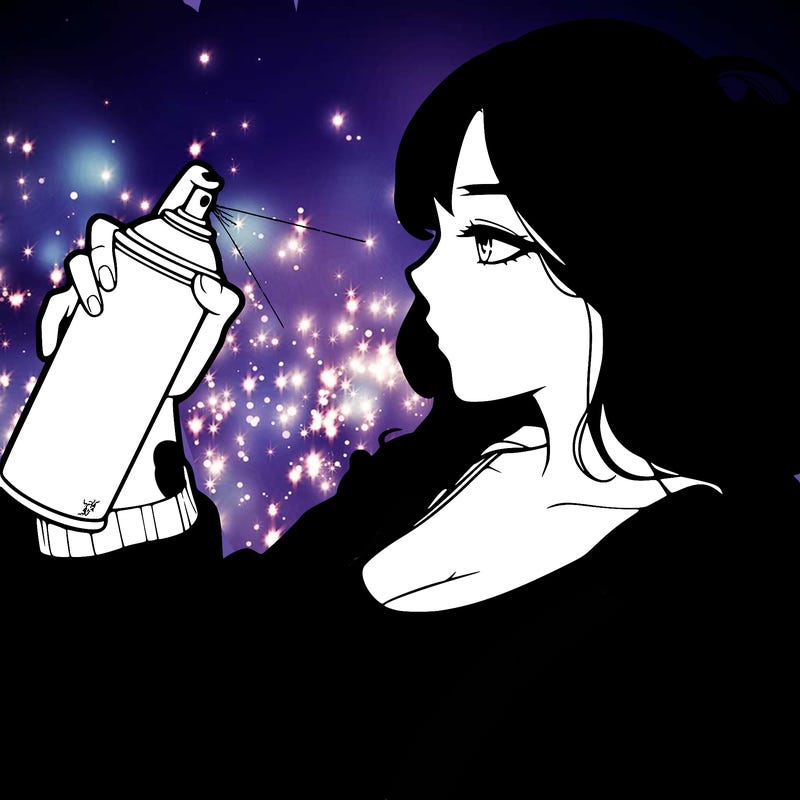 a realistic girl spray, painting