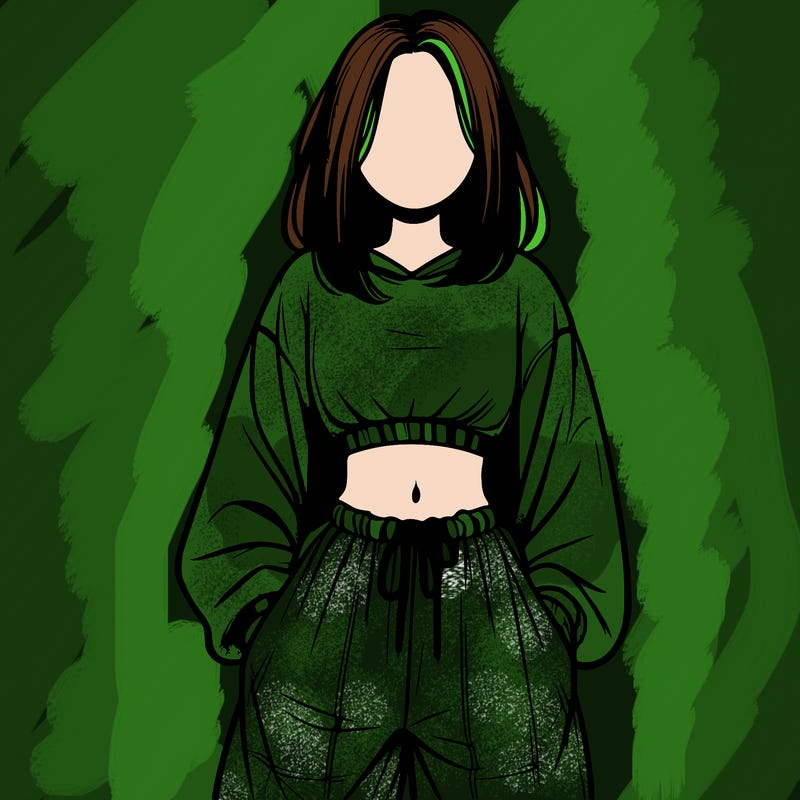 realistic girl faceless with baggy pants and a crop top