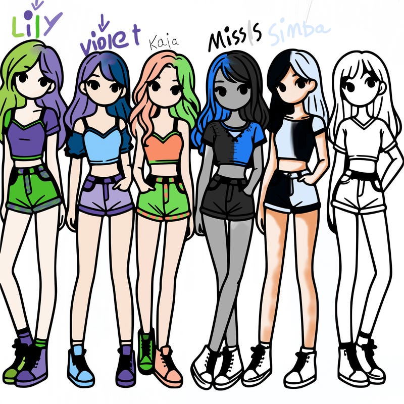 a group of girls wearing crop tops and shorts