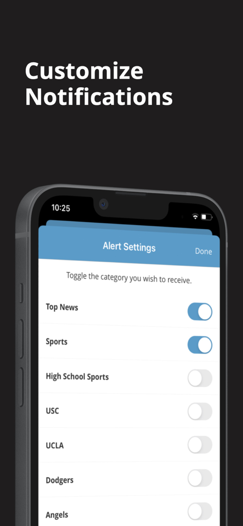 Delaware County Daily Times - Custom alert settings screen in the Delaware County Daily Times news app