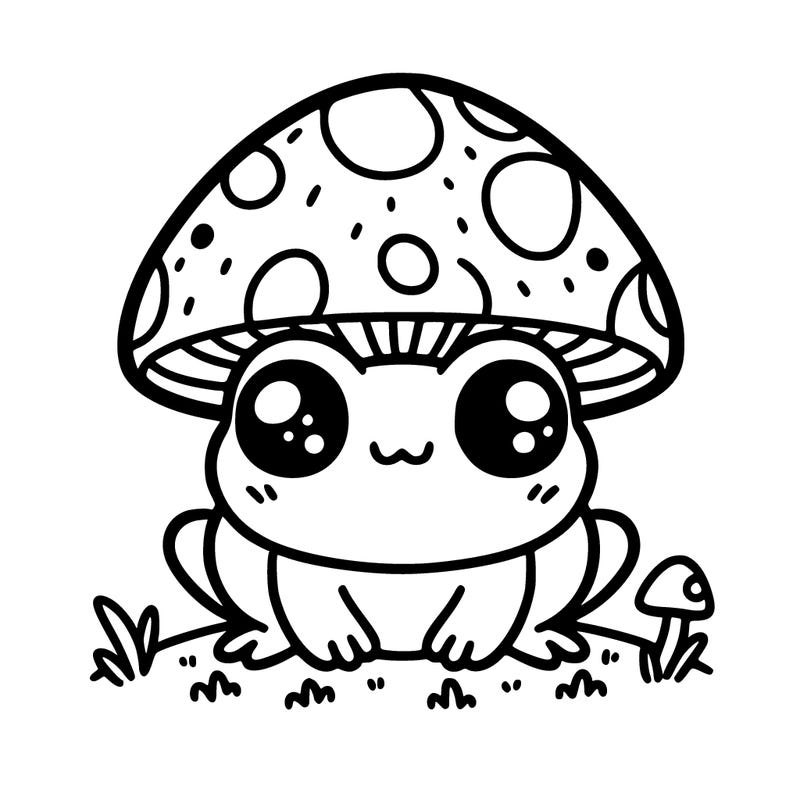 cute frog with mushroom hat