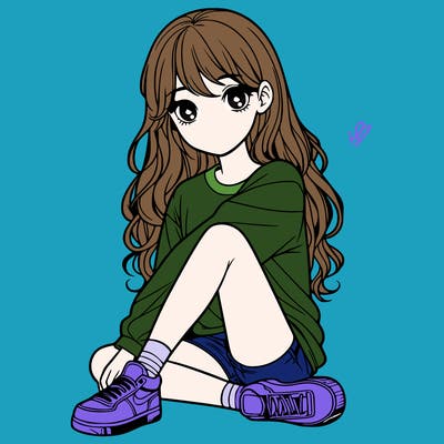 girl sitting realistic