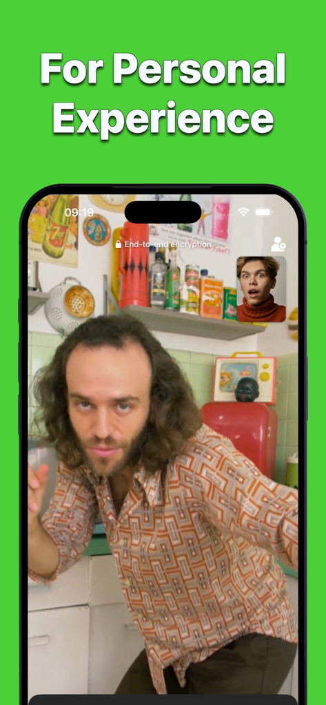 A realistic video call simulation screen from the Faker 3 app showing a caller and receiver in a modern mobile interface.