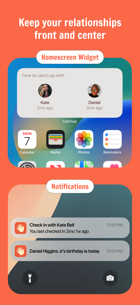 Catchup: Friendship Tracker - Catchup app home screen widget and lock screen notification reminders for friendship tracking
