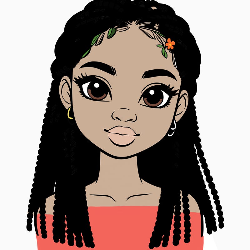 a realistic black girl with braids