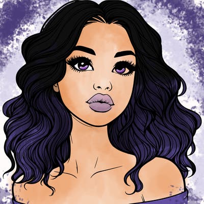 realistic girl with wavy hair and lips