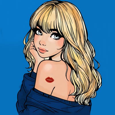 realistic girl with bangs looking over her shoulder