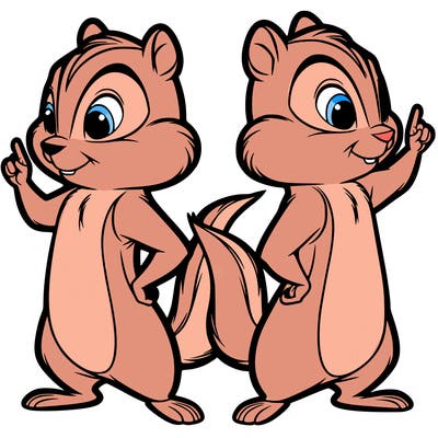 two tamias standing up split realistic