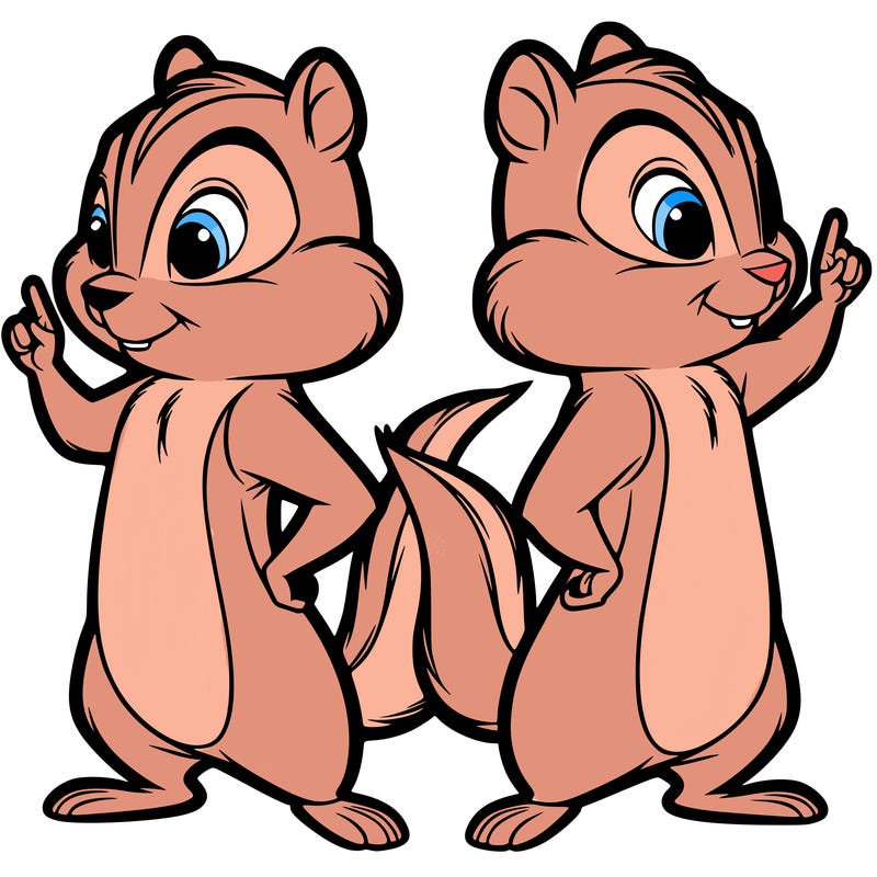 two tamias standing up split realistic