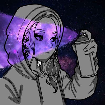 a realistic girl, spray painting