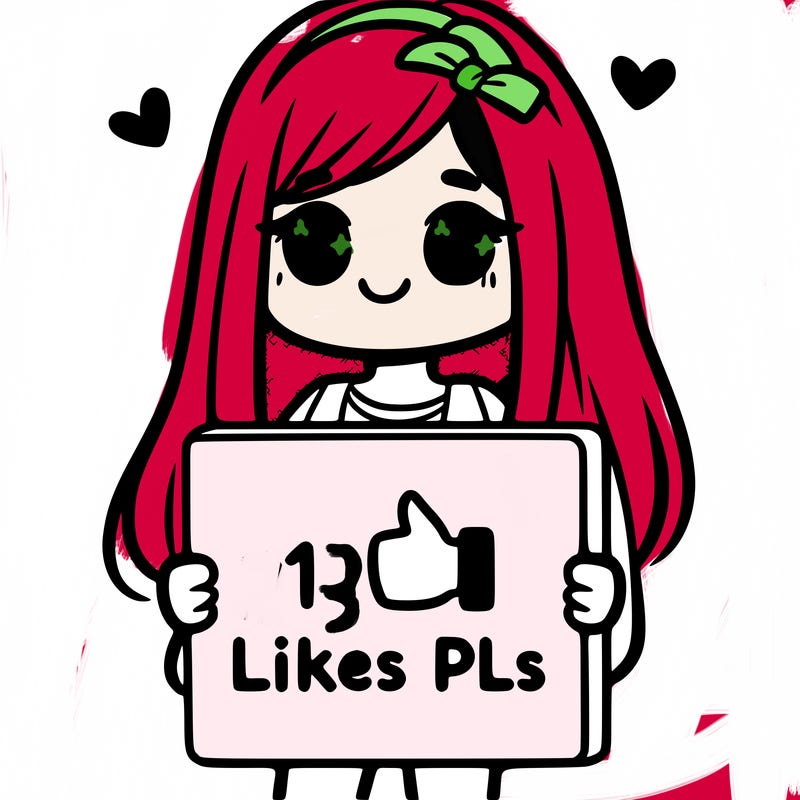 girl holding a sign saying 10 likes pls
