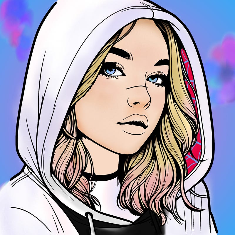 realistic girl with hood on