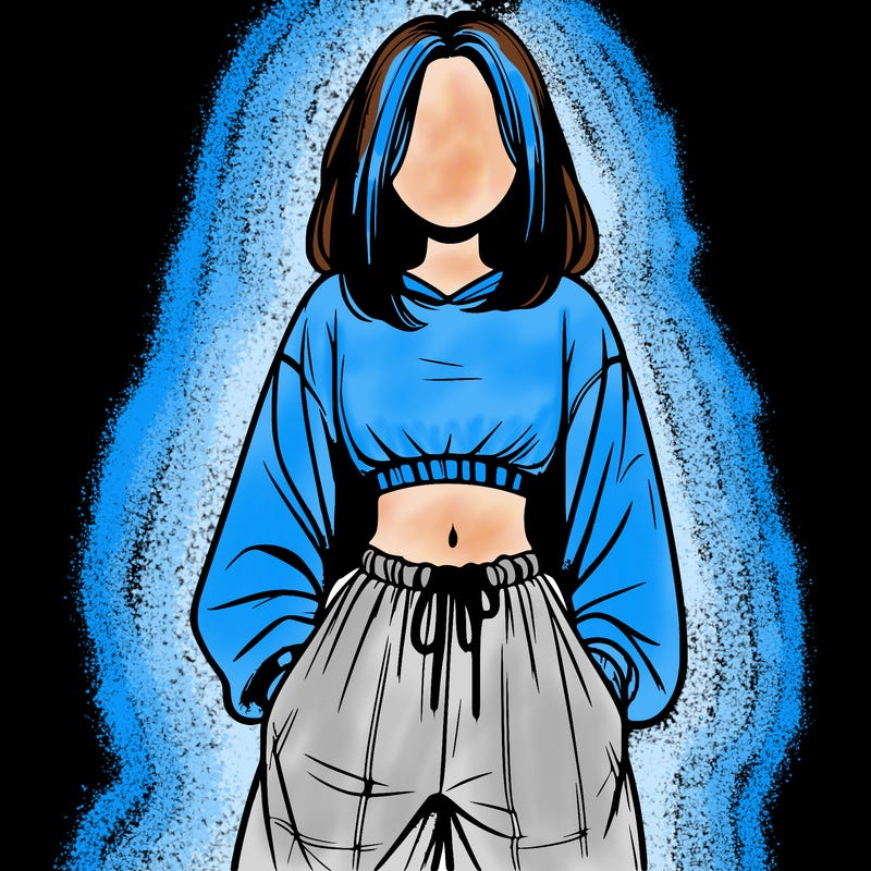 realistic girl faceless with baggy pants and a crop top