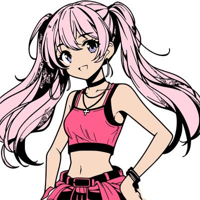 anime girl wearing crop top