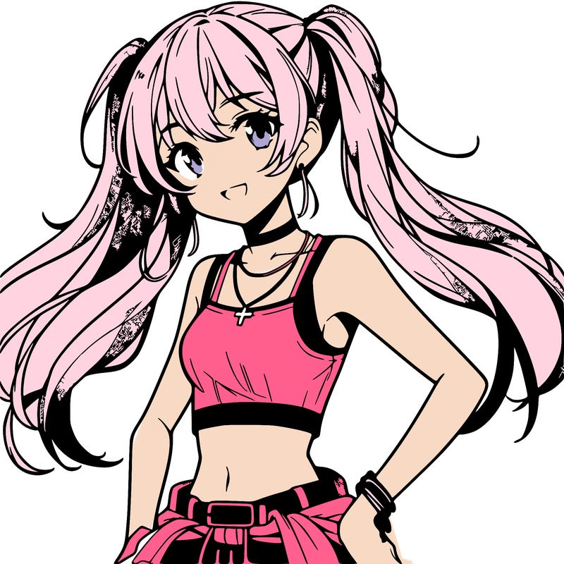 anime girl wearing crop top