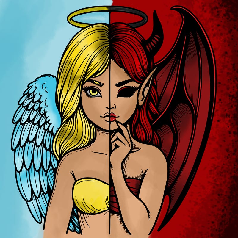 realistic angel half demon
