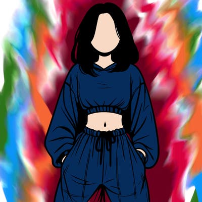 realistic girl faceless with baggy pants and a crop top