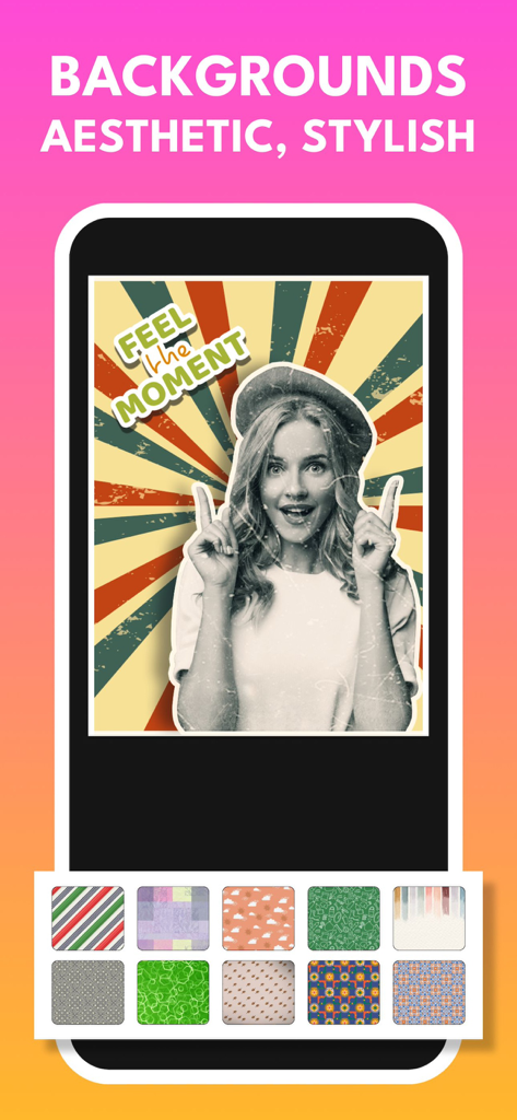 Pic Collage Maker - Photo Grid - Una interfaz de aplicación móvil que muestra opciones de fondo elegantes para un collage de fotos.