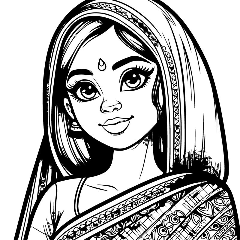 realistic indian girl wearing a sari
