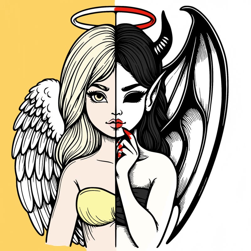 realistic angel half demon