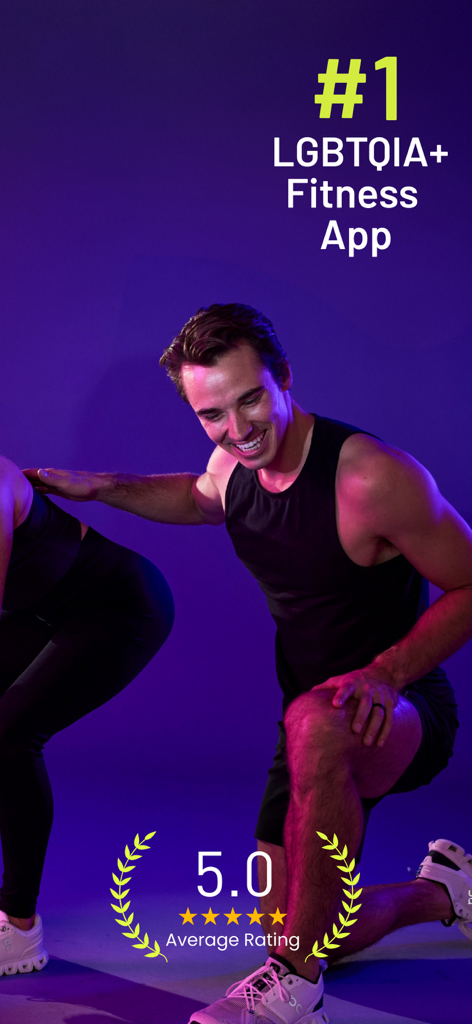 Aplicación de fitness LGBTQIA+ de Pridefit con una calificación promedio de 5.0