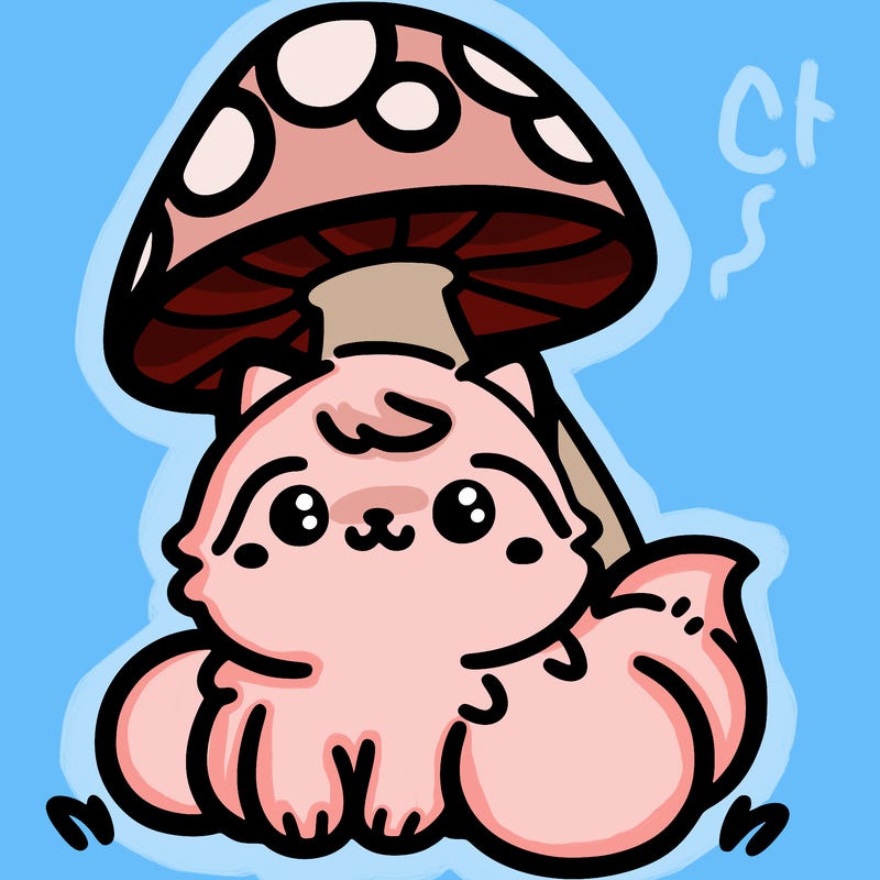 cat with mushroom on its head