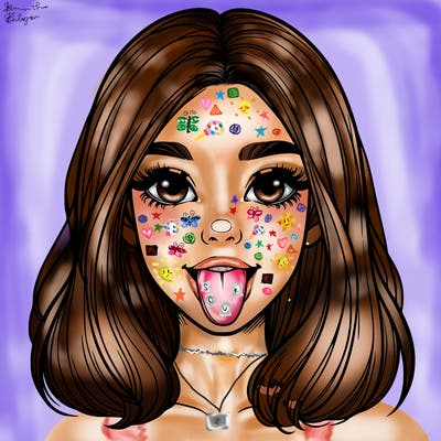 realistic girl with her tongue out