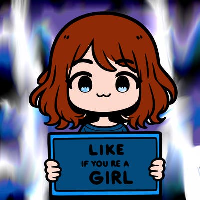 a cute girl holding a sign that says like if you’re a girl