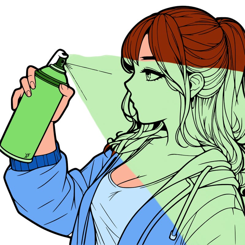 a realistic girl spray, painting