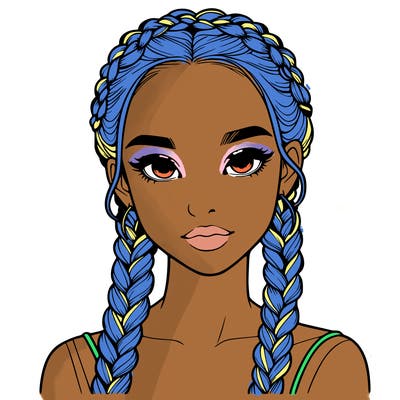 realistic girl with braids