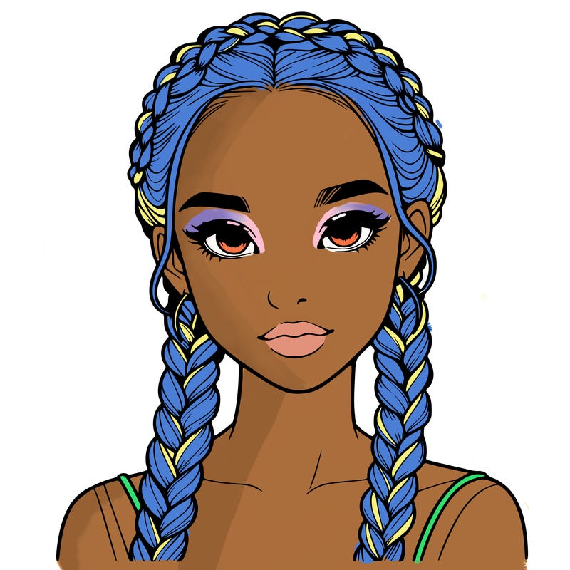 realistic girl with braids