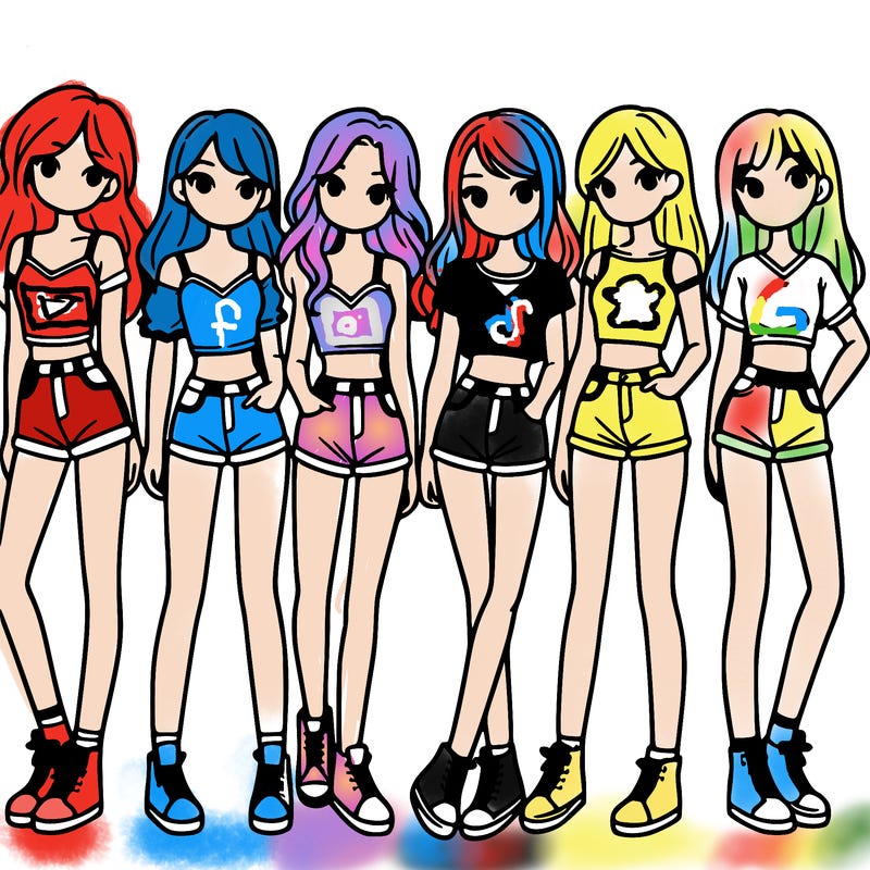 a group of girls wearing crop tops and shorts