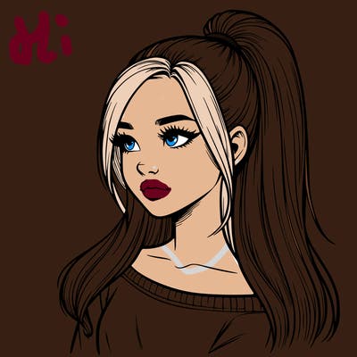 realistic girl with a high ponytail