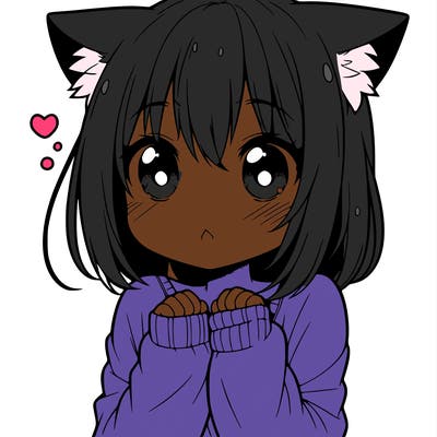 shy anime catgirl