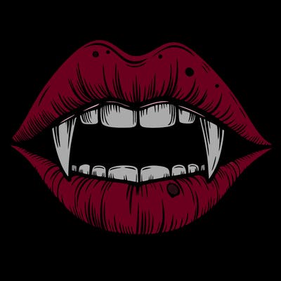 lips with vampire teeth