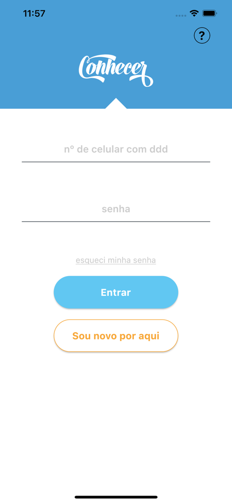 Tela de login do aplicativo Forma Conhecer com campos de entrada de número de telefone e senha