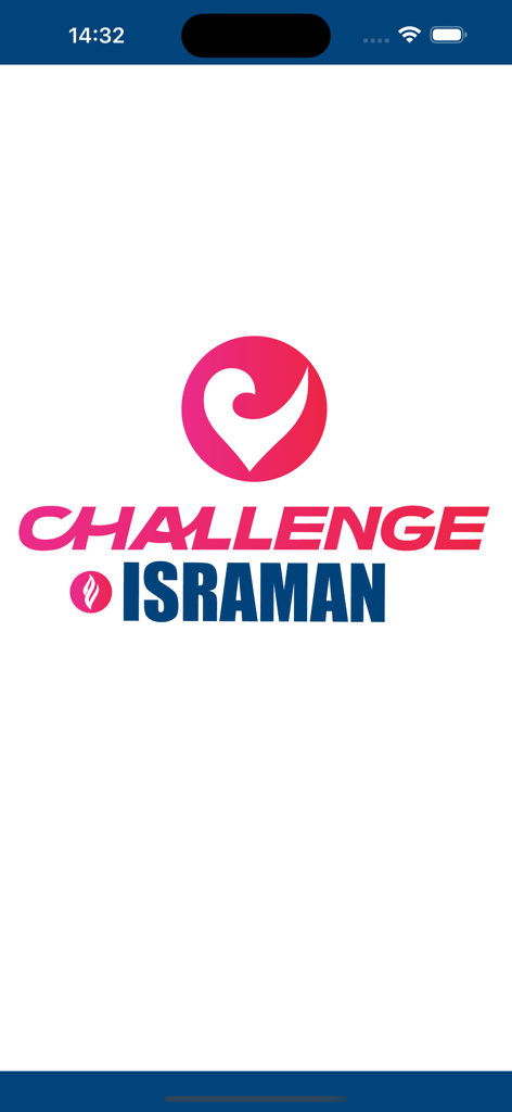 Splash screen of the Challenge Israman app featuring the event logo on a white background