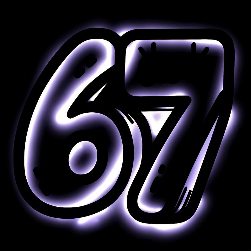 the numbers 67