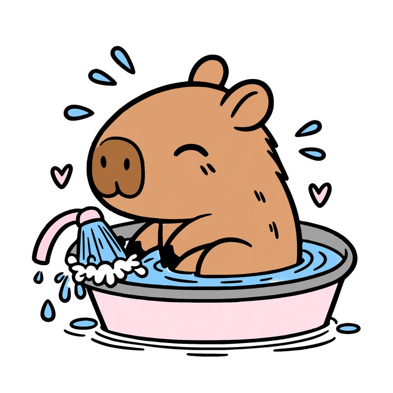 capybara taking a bath