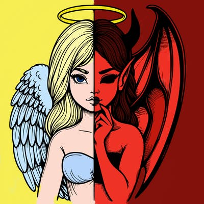 realistic angel half demon