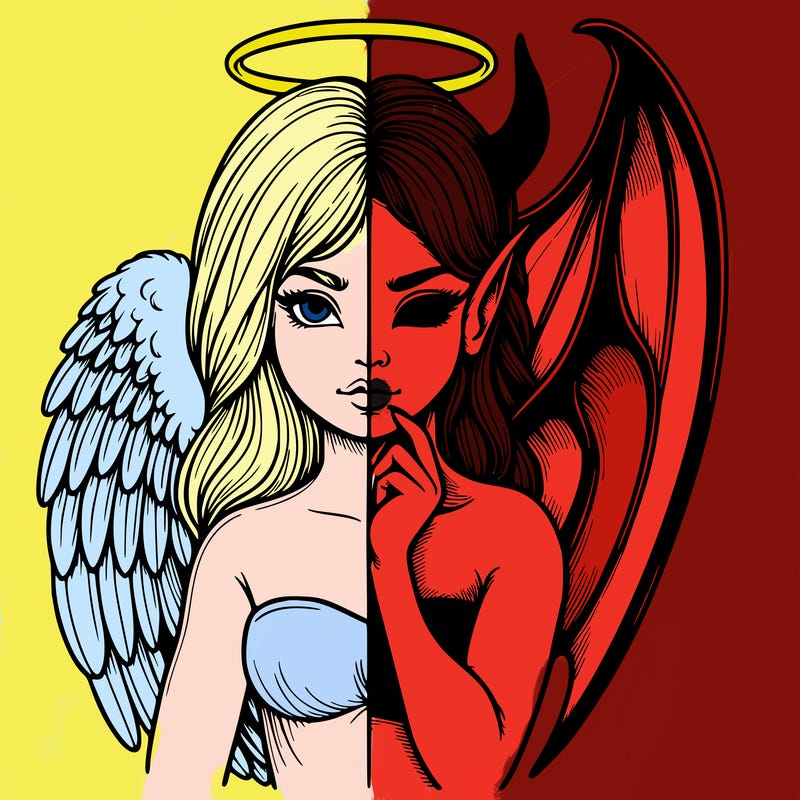 realistic angel half demon